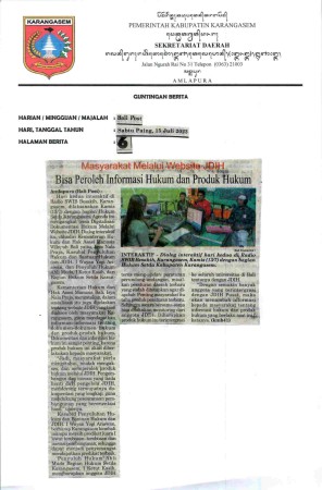 Masyarakat Melalui Website JDIH
Bisa Proleh Informasi Hukum dan Produk Hukum