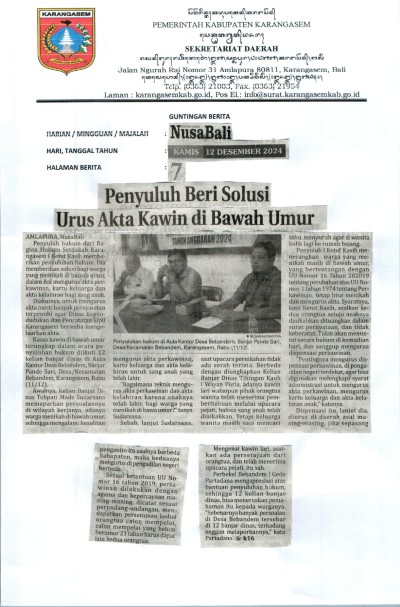 Penyuluh Beri Solusi Urus Akta Kawin di Bawah Umur